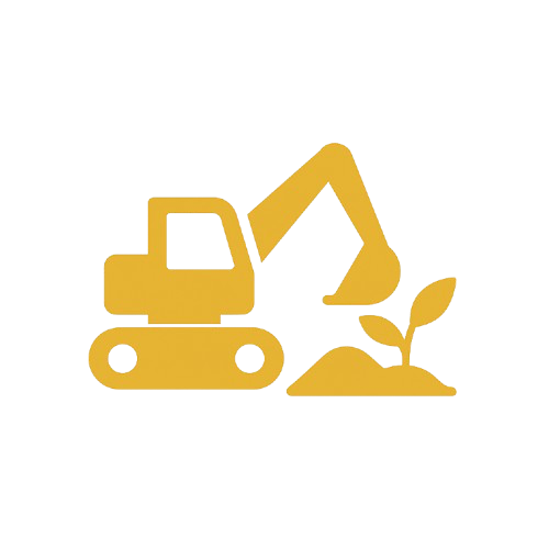 Ikon konstruksi dan reklamasi area tambang oleh Bumines, meliputi pembersihan lahan dan revegetasi pascatambang